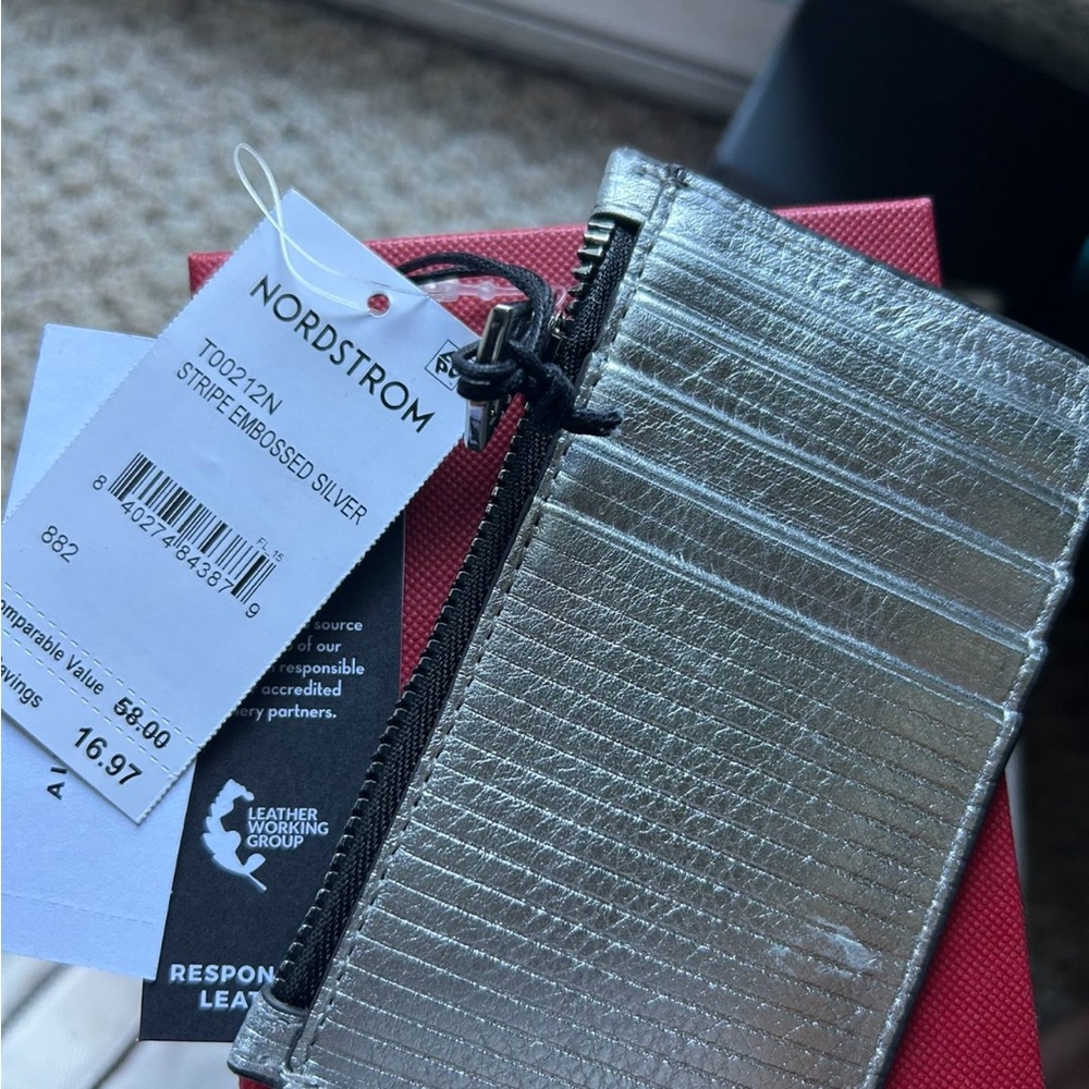 Nordstrom Metallic Silver Card Wallet
